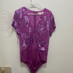 Purple Sequin Bodysuit